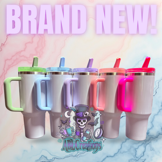 40oz Gloss with colored handle/ flip top lid