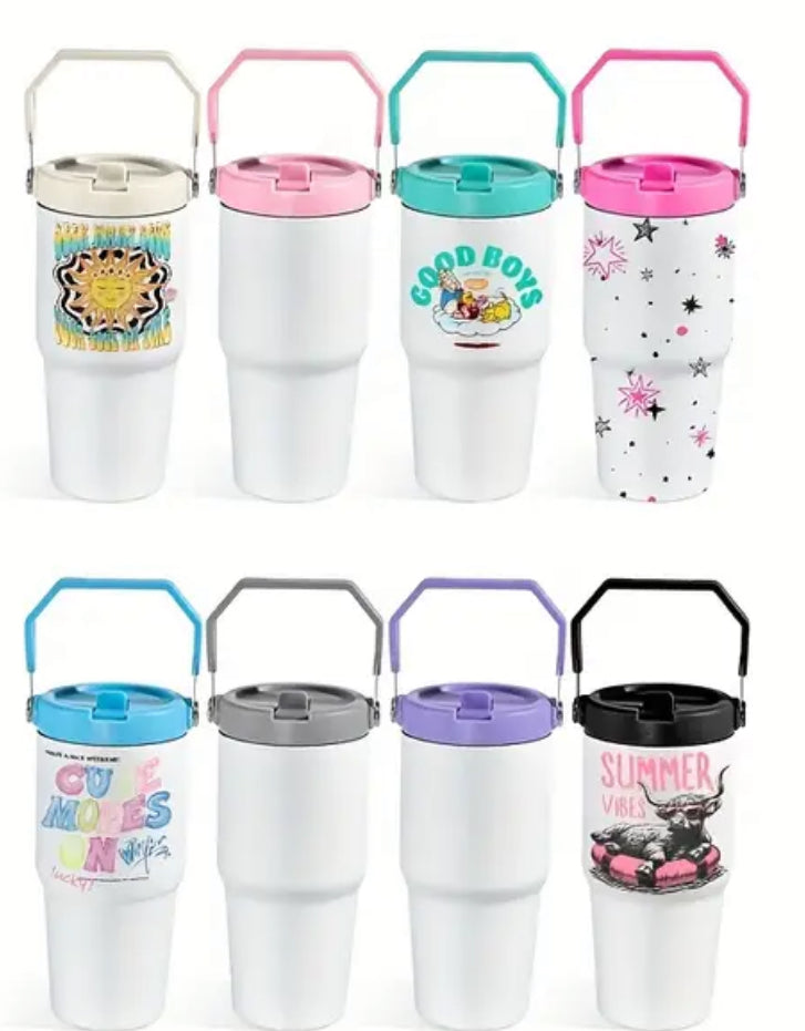 20oz flip straw w/ carrying handle